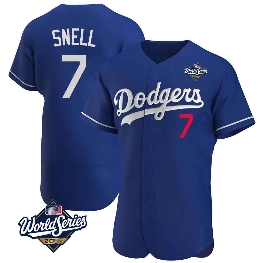 LA.Dodgers #7 Blake Snell Player Royal Limited Elite World Series Home Jdoa Stitched Jerseys