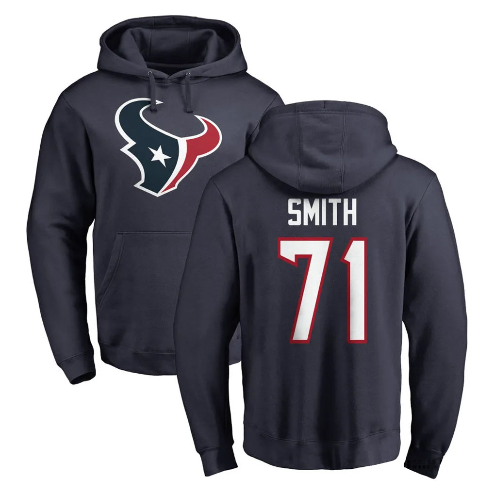 H.Texans #71 Braden Smith Player Navy Pro Line Pullover Hoodie Limited Game Jdoa Stitched Jerseys