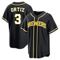 M.Brewers #3 Joey Ortiz Player Black Fashion Out Home Game Jdoa Stitched Jerseys