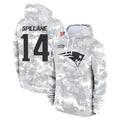 NE.Patriots #14 Robert Spillane Player Arctic Camo Salute to Service Pullover Hoodies Limited Game Jdoa Stitched Jerseys