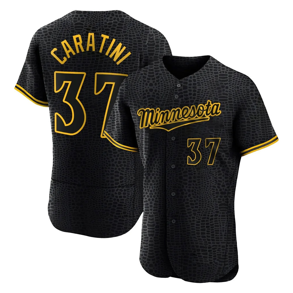 M.Twins #37 Victor Caratini Player Black Snake Skin City Home Limited Elite Jdoa Stitched Jerseys
