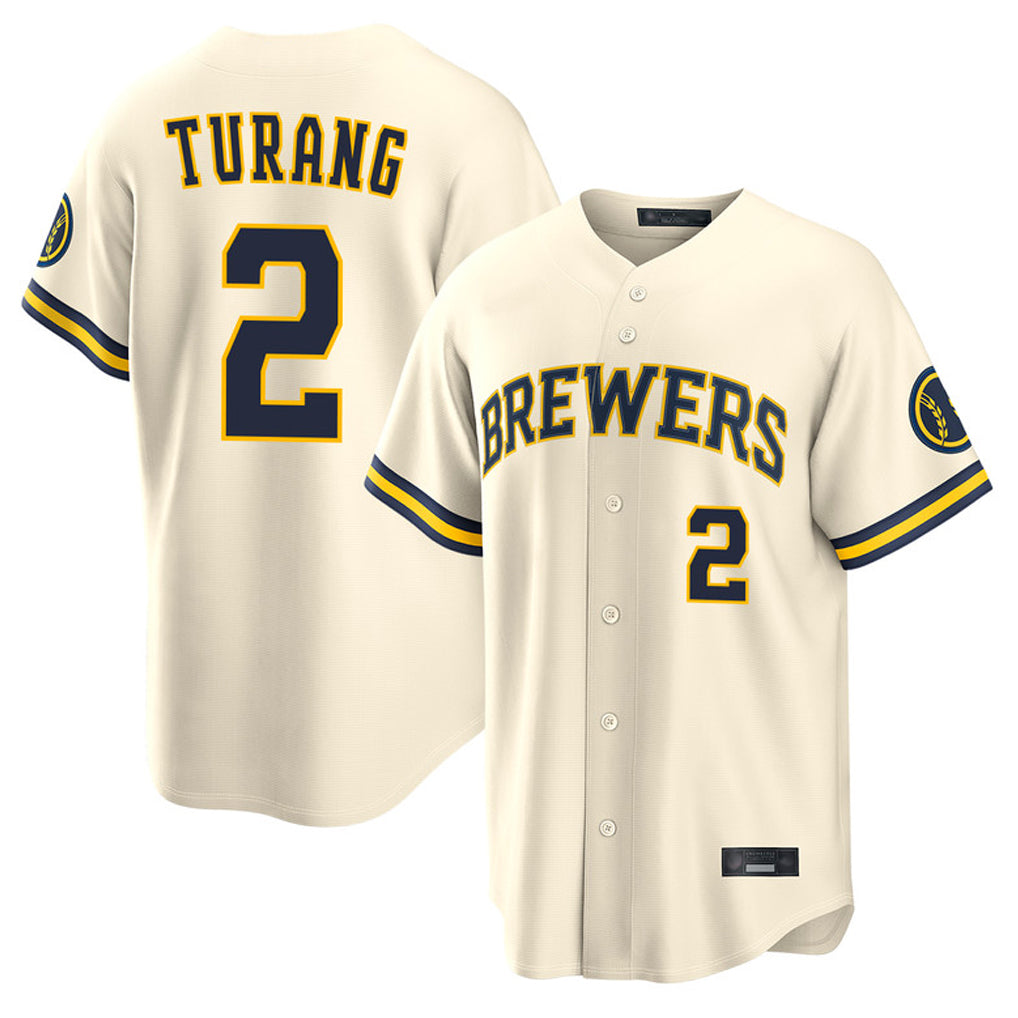 M.Brewers #2 Brice Turang Player Cream Home Limited Jdoa Stitched Jerseys