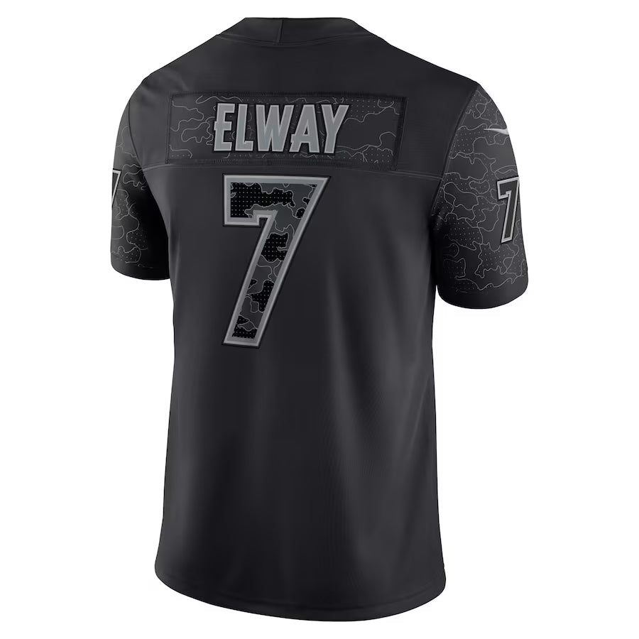 D.Broncos #7 John Elway Player Black RFLCTV Limited Jdoa Stitched Jerseys