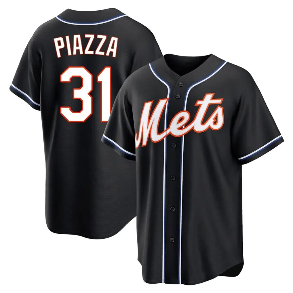 NY.Mets #31 Mike Piazza Player Black Fashion Out Game Jdoa Stitched Jerseys