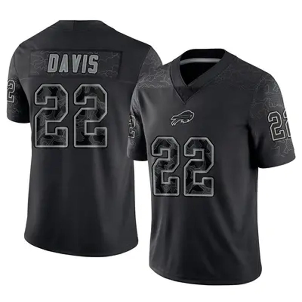 B.Bills #22 Ray Davis Player Black RFLCTV Limited Jdoa Stitched Jerseys