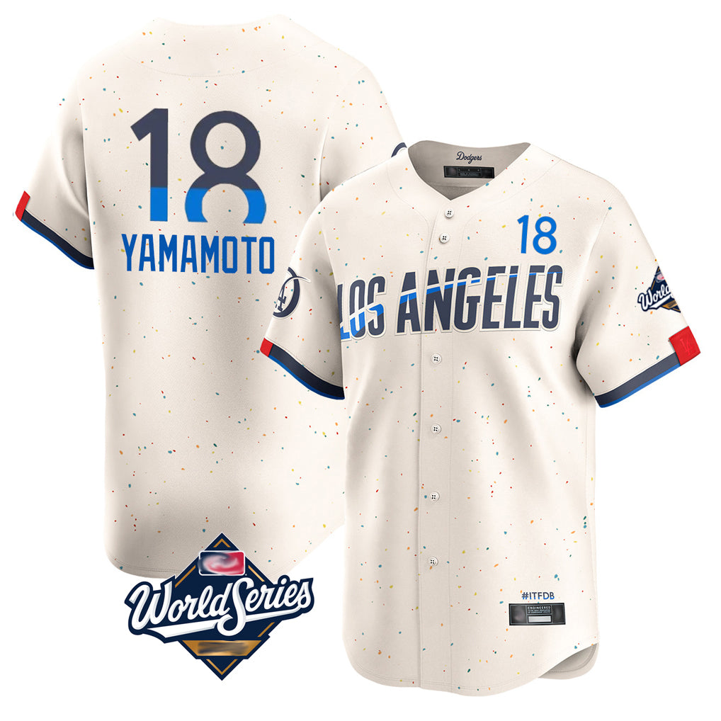 LA.Dodgers #18 Yoshinobu Yamamoto Player Cream World Series City Connect Limited Home Jdoa Stitched Jerseys