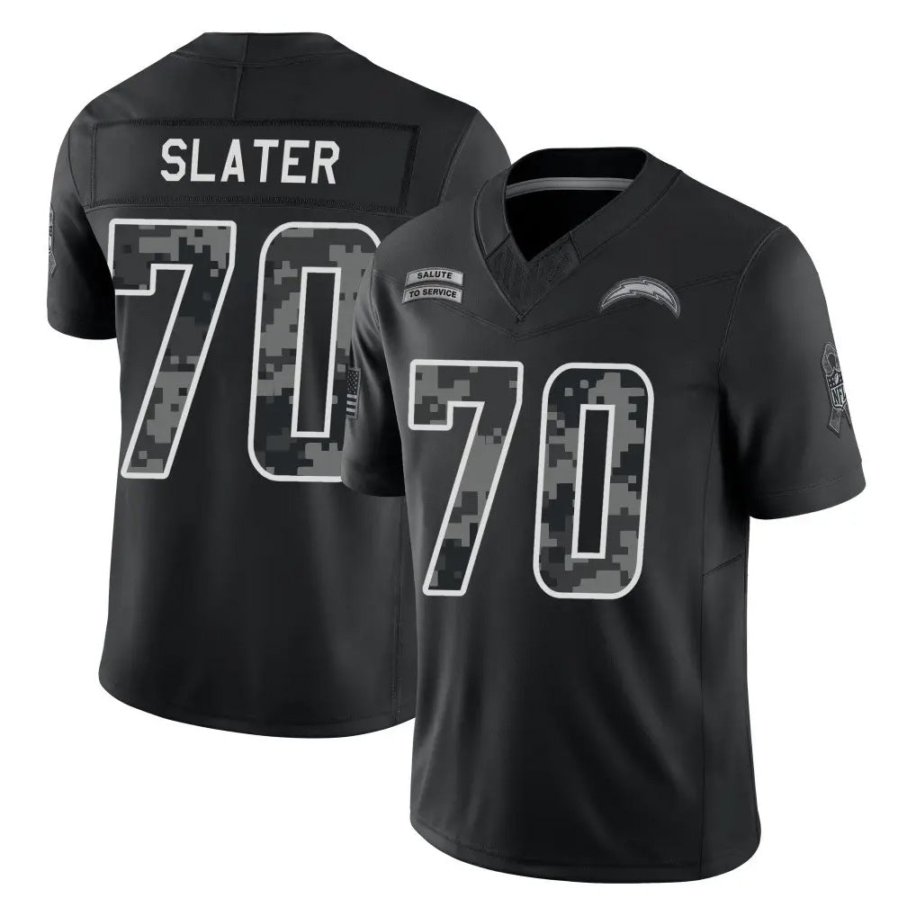 LA.Chargers #70 Rashawn Slater Player Black Limited 2026 Salute to Service Home Game Stitched Jerseys
