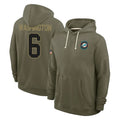 M.Dolphins #6 Malik Washington Player Olive Salute to Service Pullover Hoodies Limited Jdoa Stitched Jerseys