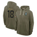 M.Dolphins #18 Chris Bell Player Olive Salute to Service Pullover Hoodies Limited Jdoa Stitched Jerseys