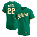 Athletics #22 Jeff McNeil Player Kelly Green Limited Elite Home Game Jdoa Stitched Jerseys