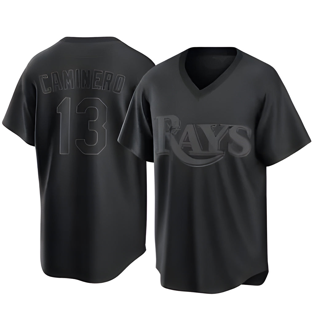 T.Bay Rays #13 Junior Caminero Player Black Home Game Jdoa Stitched Jerseys