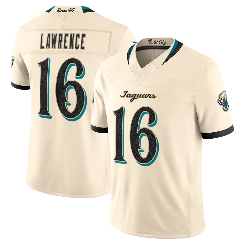 J.Jaguars #16 Trevor Lawrence Player Natural Limited 2026 Rivalries Collection Game Jdoa Stitched Jerseys