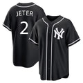 NY.Yankees #2 Derek Jeter Player Black Out Game Home Jdoa Stitched Jerseys