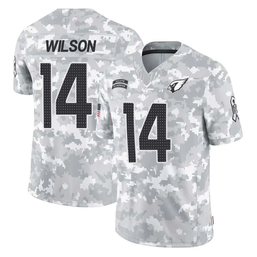 A.Cardinals #14 Michael Wilson Player Camo Salute to Service Limited Home Jdoa Stitched Jerseys