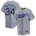 LA.Dodgers #34 Fernando Valenzuela Player Gray Game Jdoa Stitched Jerseys