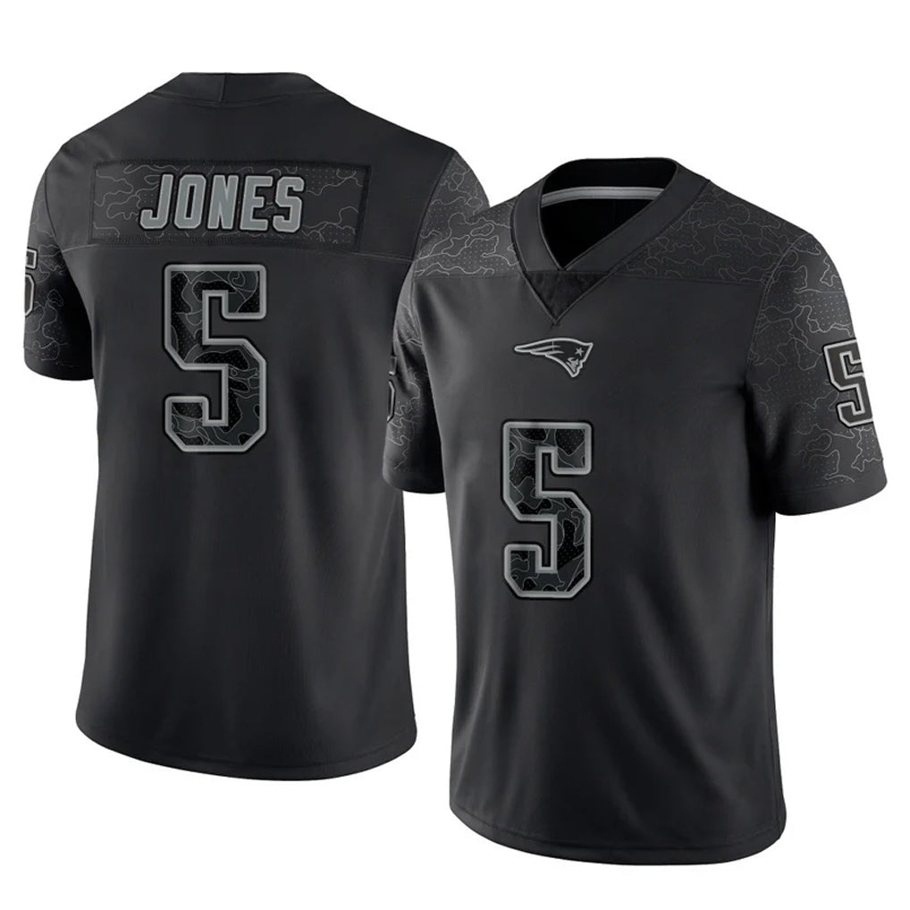 NE.Patriots #5 Dre'Mont Jones Player Black Reflective LImited Home Game Jdoa Stitched Jerseys