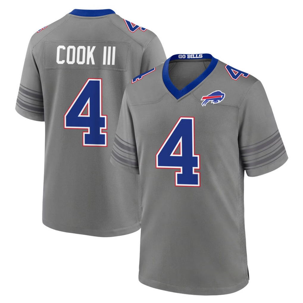 B.Bills #4 James Cook III Player Gray Nickel City Home Game Jdoa Stitched Jerseys