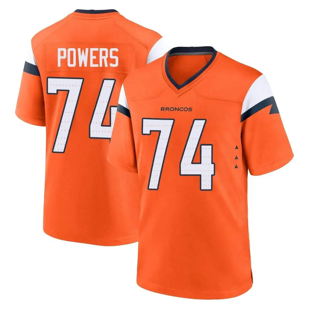 D.Broncos #74 Ben Powers Player Orange Home Game Jdoa Stitched Jerseys