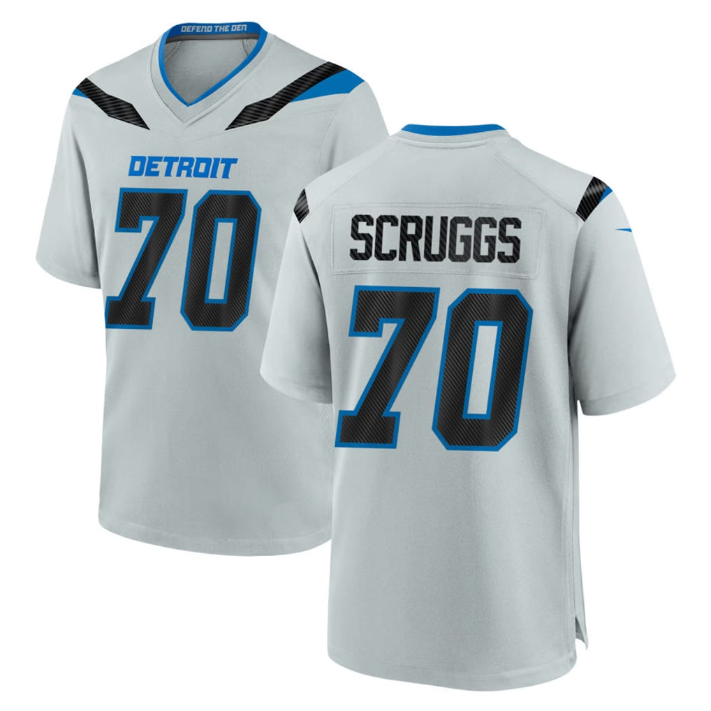 D.Lions #70 Juice Scruggs Player Silver 2026 Rivalries Collection Home Game Jdoa Stitched Jerseys