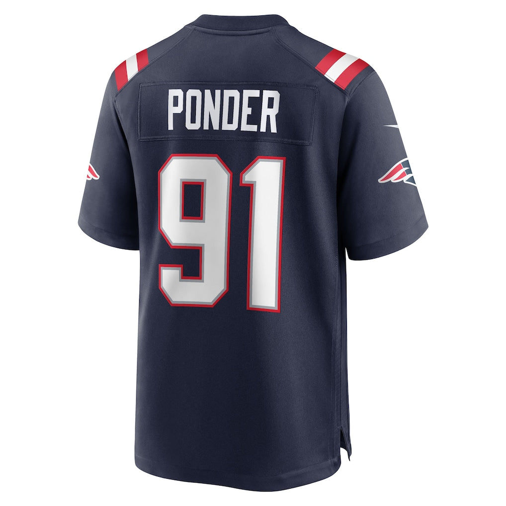 Jdoa NE.Patriots #91 Elijah Ponder Navy Team Game Jersey