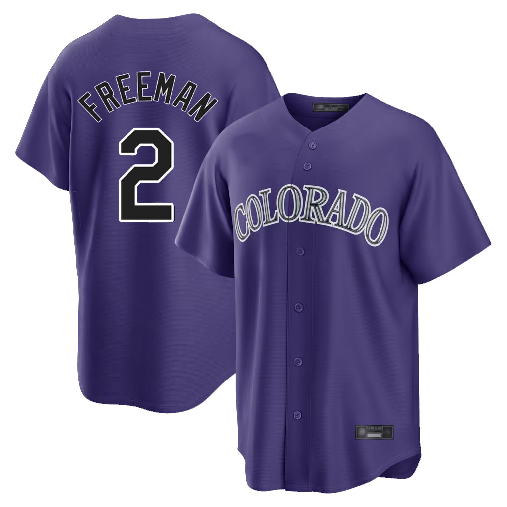 C.Rockies #2 Tyler Freeman Player Purple Game Home Jdoa Stitched Jerseys