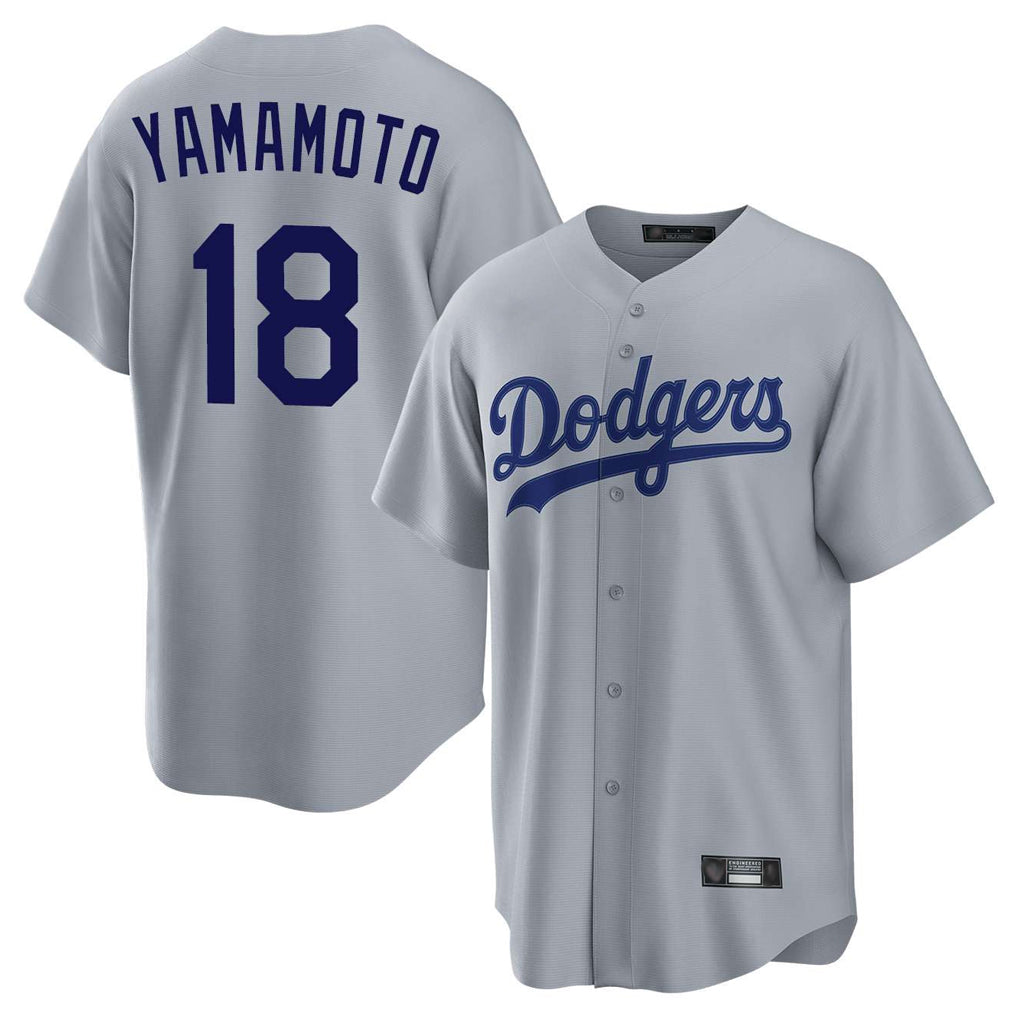 LA.Dodgers #18 Yoshinobu Yamamoto Player Gray Game Jdoa Stitched Jerseys