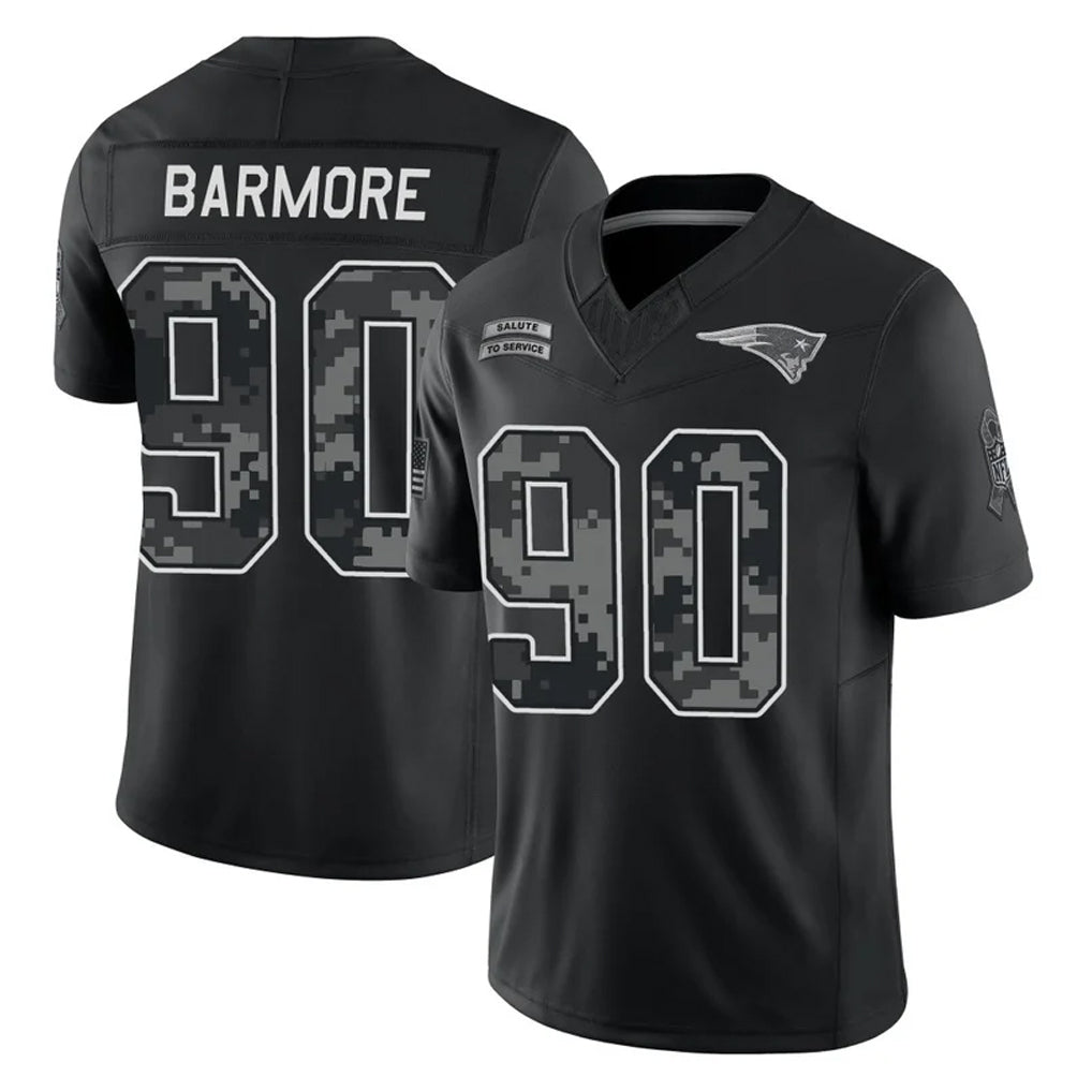 NE.Patriots #90 Christian Barmore Player Black Limited 2026 Salute to Service Home Game Jdoa Stitched Jerseys