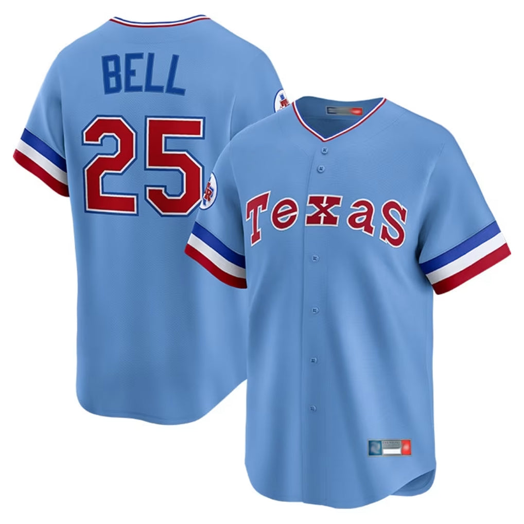 T.Rangers #25 Buddy Bell Player Blue Home City Connect Limited Jdoa Stitched Jerseys