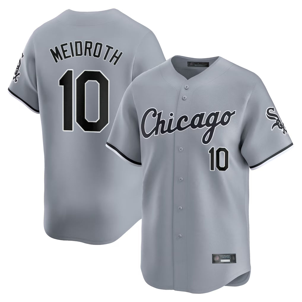 C.White Sox #10 Chase Meidroth Player Gray Road Limited Home Jdoa Stitched Jerseys