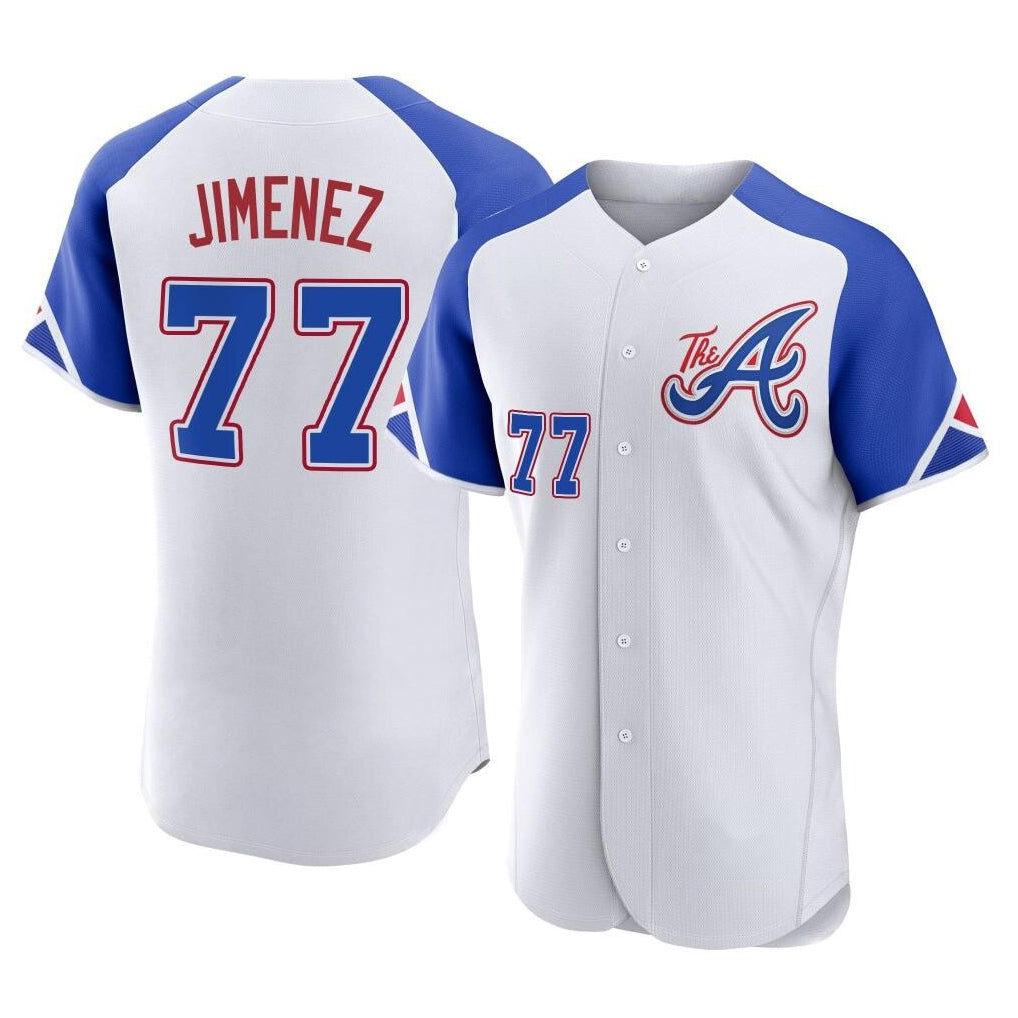 A.Braves #77 Joe Jimenez Player White City Connect Limited Elite Home Game Jdoa Stitched Jerseys