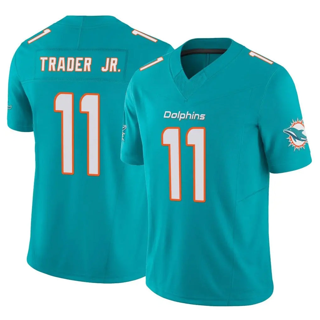 M.Dolphins #11 Dante Trader Jr. Player Aqua Limited Vapor F.U.S.E. Home Game Jdoa Stitched Jerseys