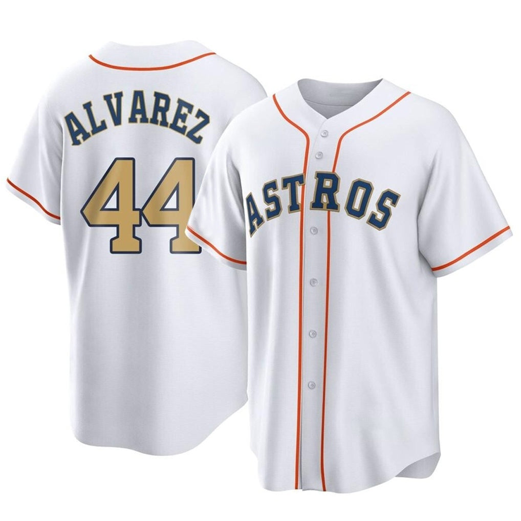 H.Astros #44 Yordan Alvarez Player Gold Collection Game Home Jdoa Stitched Jerseys