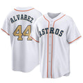 H.Astros #44 Yordan Alvarez Player Gold Collection Game Home Jdoa Stitched Jerseys