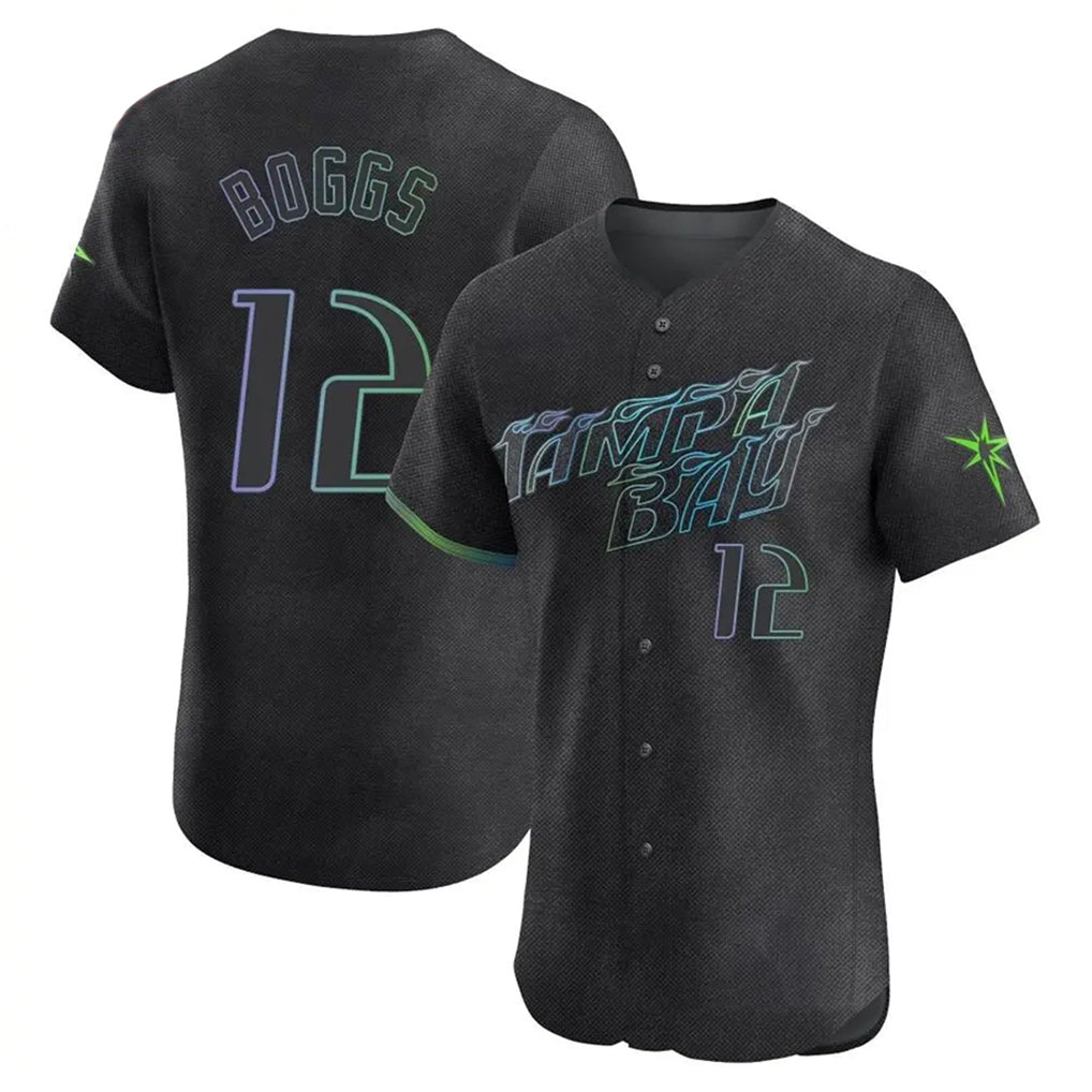 T.Bay Rays #12 Wade Boggs Player Black City Connect Home Limited Elite Jdoa Stitched Jerseys