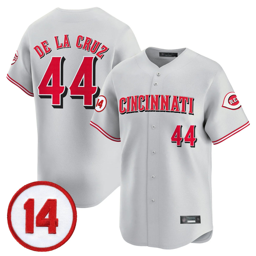 C.Reds #44 Elly De La Cruz Player Gray Vapor Premier Limited Home Jdoa Stitched Jerseys