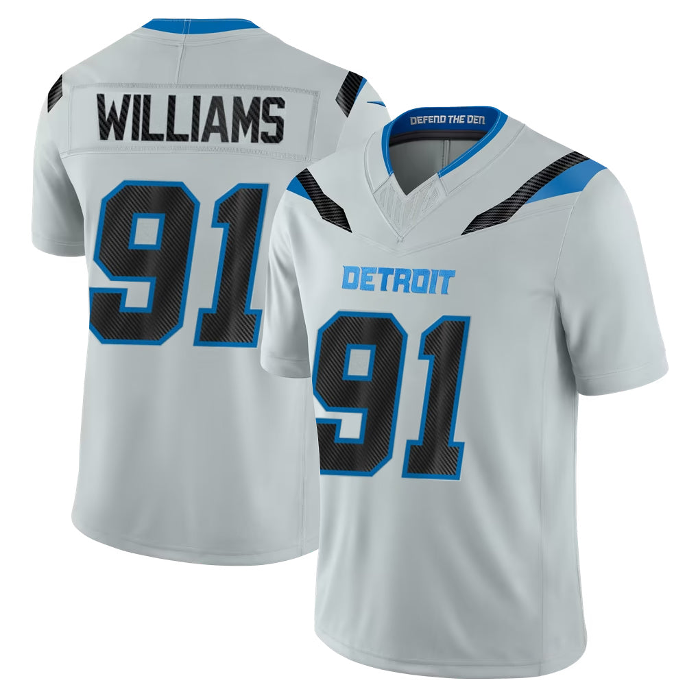 D.Lions #91 Tyleik Williams Player Silver Limited 2026 Rivalries Collection Home Game Jdoa Stitched Jerseys