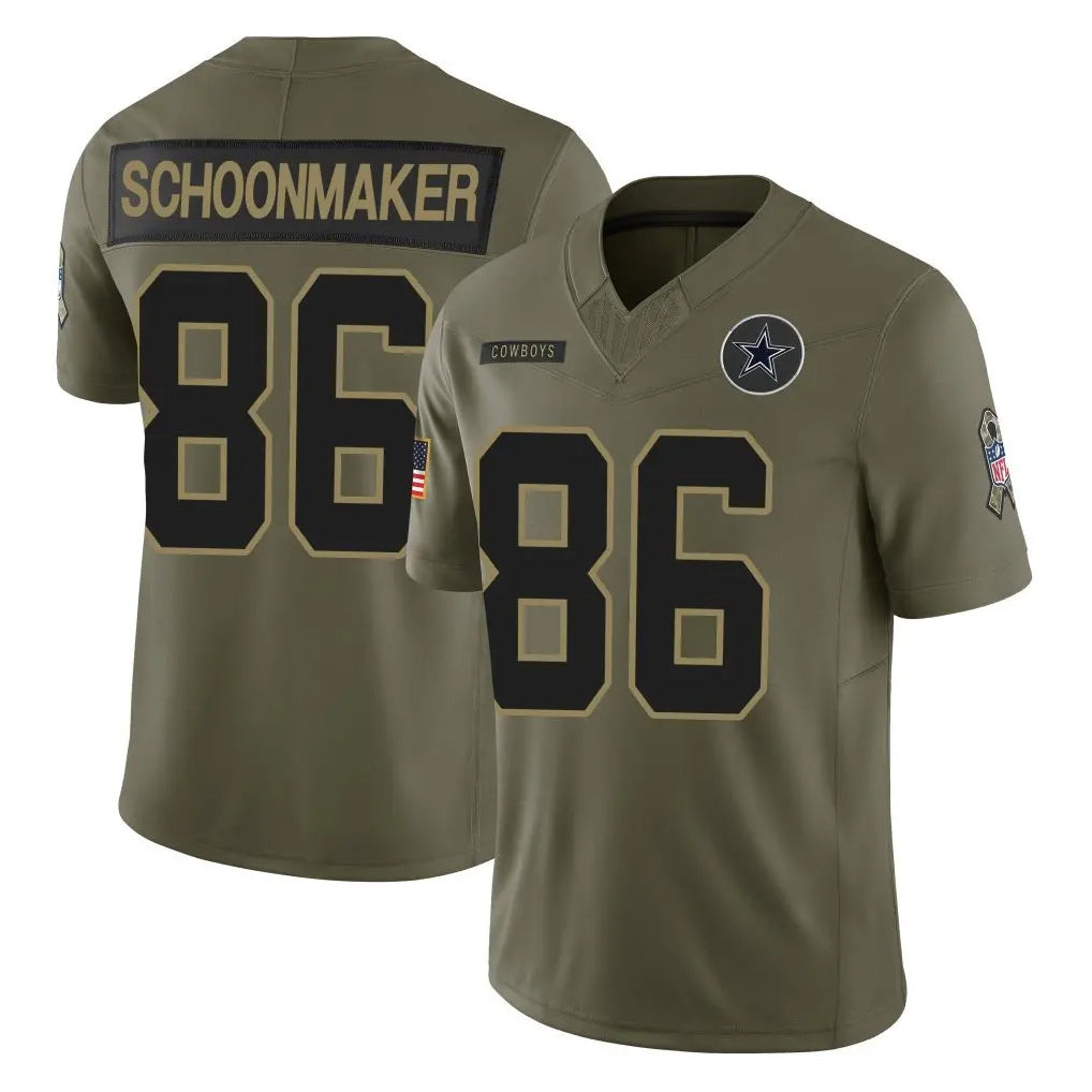 D.Cowboys #86 Luke Schoonmaker Player Olive 2025 Salute to Service Limited Home Game Jdoa Stitched Jerseys