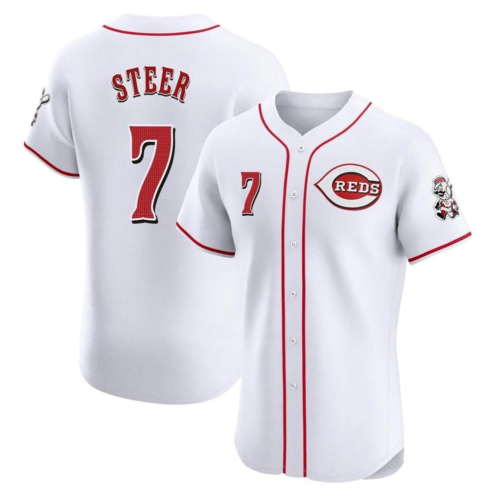 C.Reds #7 Spencer Steer Player White Limited Elite Home Jdoa Stitched Jerseys
