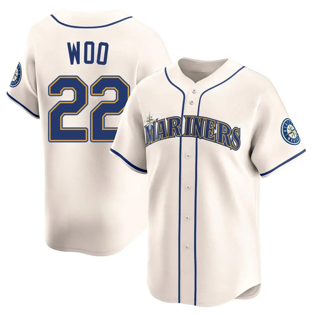 S.Mariners #22 Bryan Woo Player Cream Home Limited Jdoa Stitched Jerseys