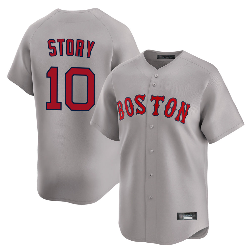 B.Red Sox #10 Trevor Story Player Gray Road Limited Home Game Jdoa Stitched Jerseys