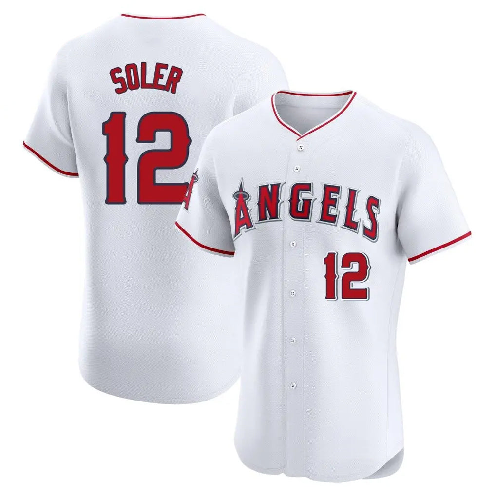 LA.Angels #12 Jorge Soler Player White Limited Elite Jdoa Stitched Home Jerseys