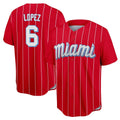 M.Marlins #6 Otto Lopez Player Red City Connect Home Game Jdoa Stitched Jerseys
