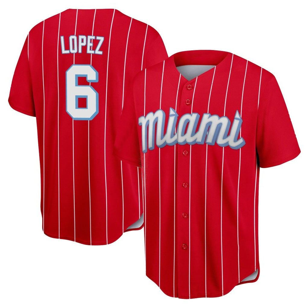 M.Marlins #6 Otto Lopez Player Red City Connect Home Game Jdoa Stitched Jerseys