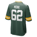 Jdoa GB.Packers #62 Jacob Monk Green Game Jersey