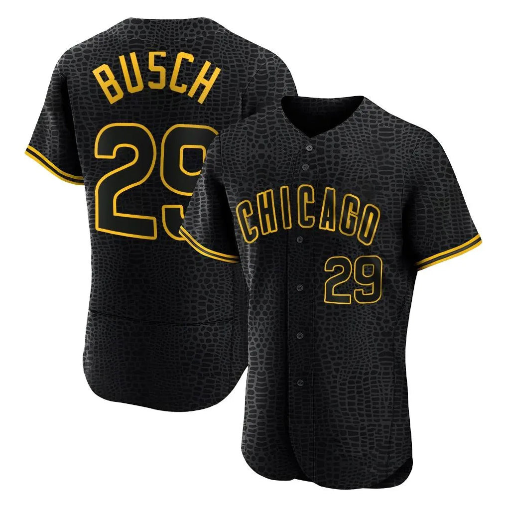 C.Cubs #29 Michael Busch Player Black Snake Skin City Limited Elite Home Game Jdoa Stitched Jerseys
