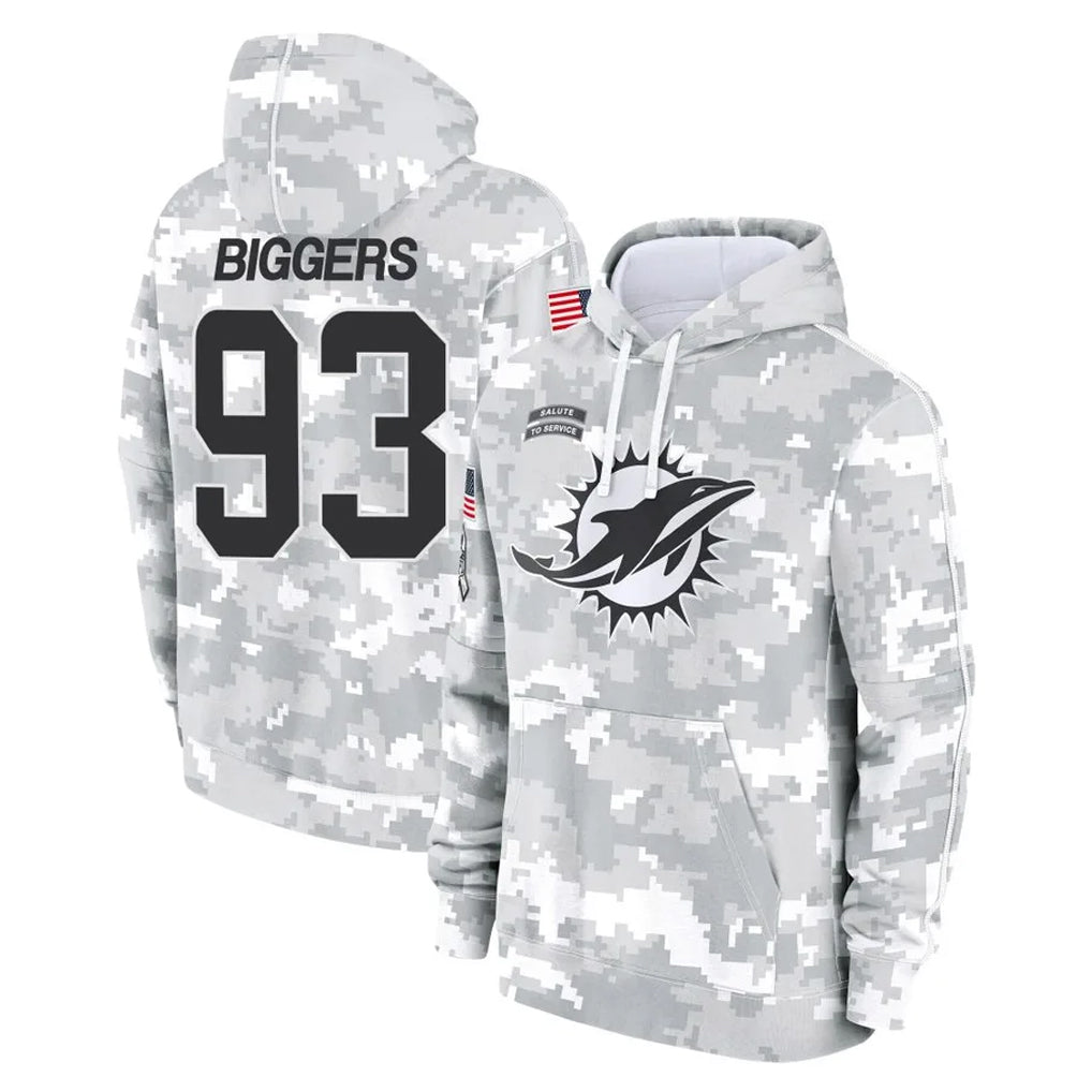 M.Dolphins #93 Zeek Biggers Player Arctic Camo Salute to Service Hoodies Limited Game Jdoa Stitched Jerseys
