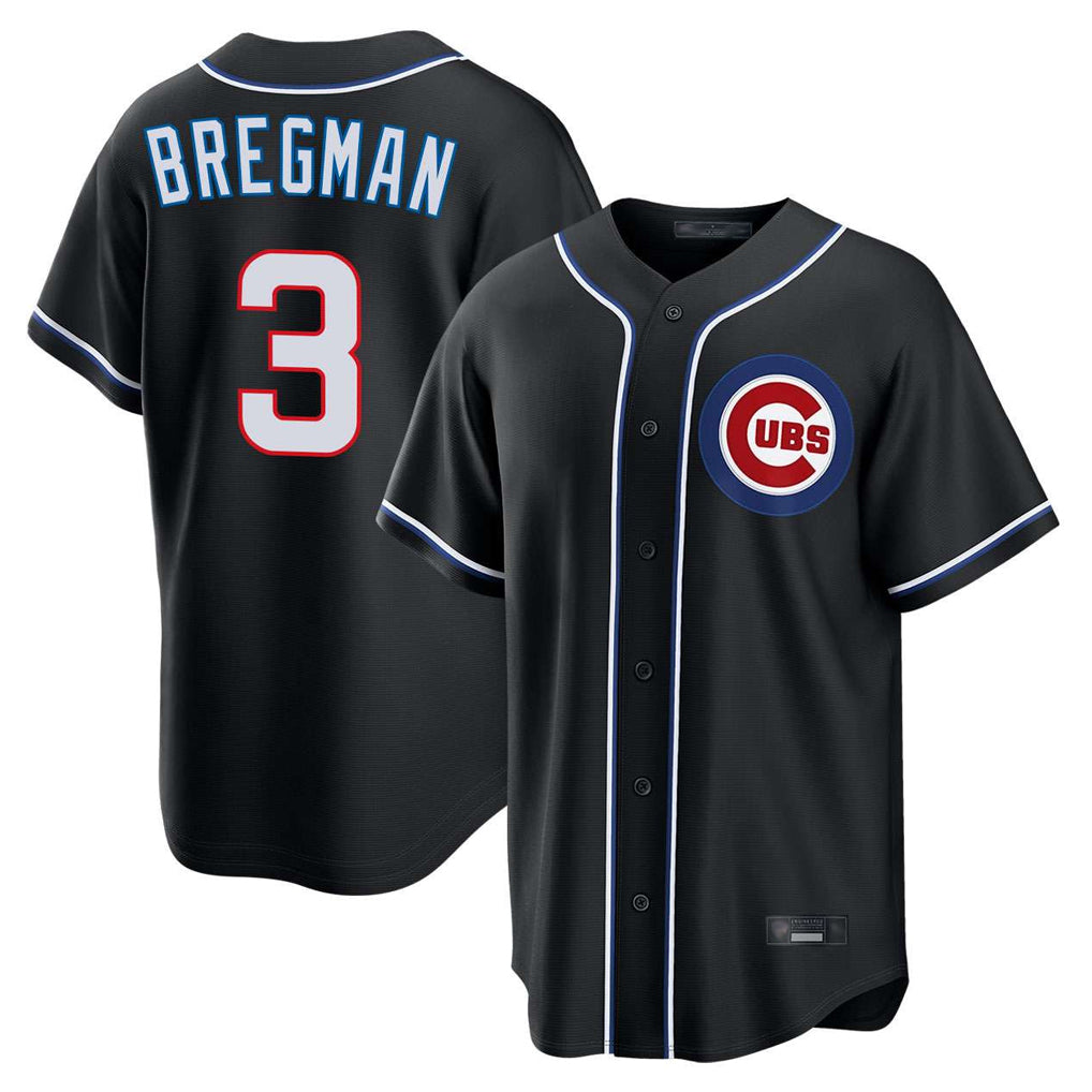 C.Cubs #3 Alex Bregman Player Black Fashion Out Game Jdoa Stitched Jerseys