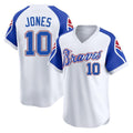 A.Braves #10 Chipper Jones Player White Throwback Cooperstown Collection T-shirt Game Jdoa Stitched Jerseys