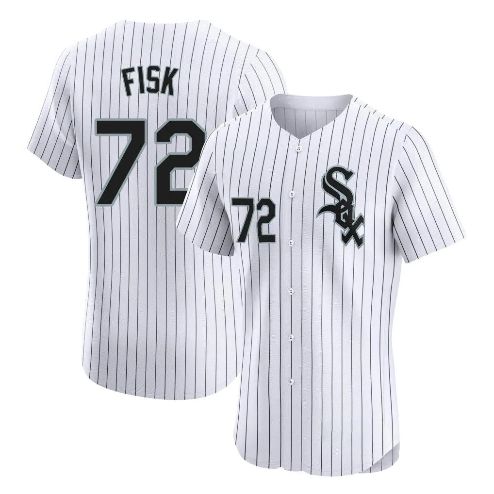 C.White Sox #72 Carlton Fisk Player White Stripe Limited Elite Home Jdoa Stitched Jerseys