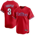 P.Phillies #3 Bryce Harper Player Red Home Limited Jdoa Stitched Jerseys